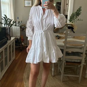 ASTR the label. RUCHED LONG SLV DRESS
 
WHITE, Size Small